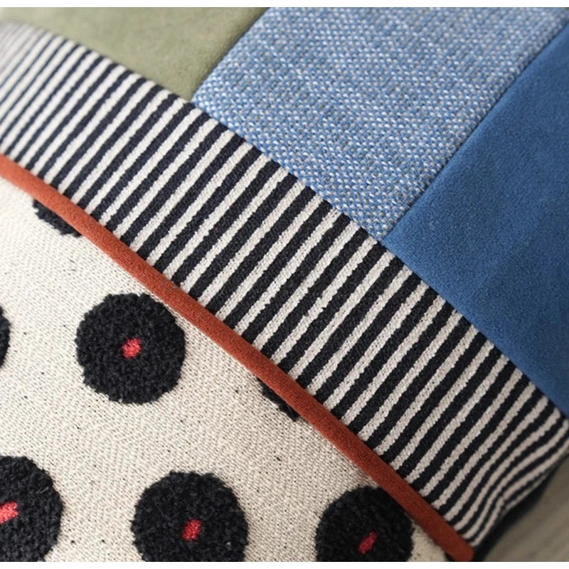 Polka Dot Patchwork Lumbar Pillow Case