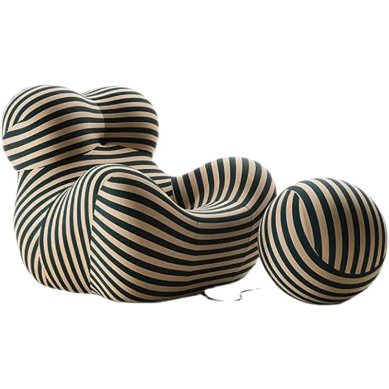 Bauhaus Striped Bean Sofa with Ottoman
