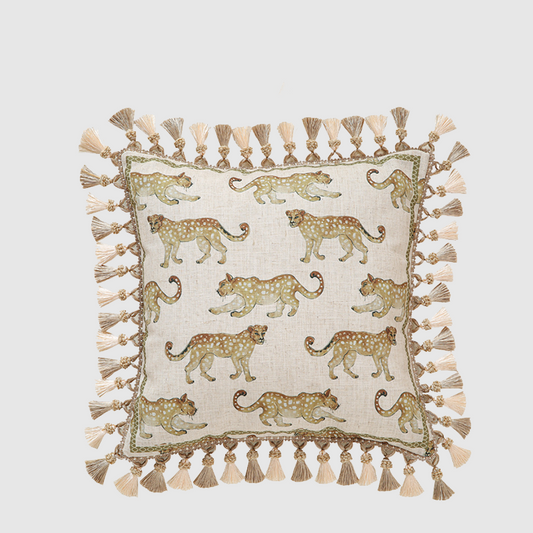 Panther Throw Pillow Case with Tassels