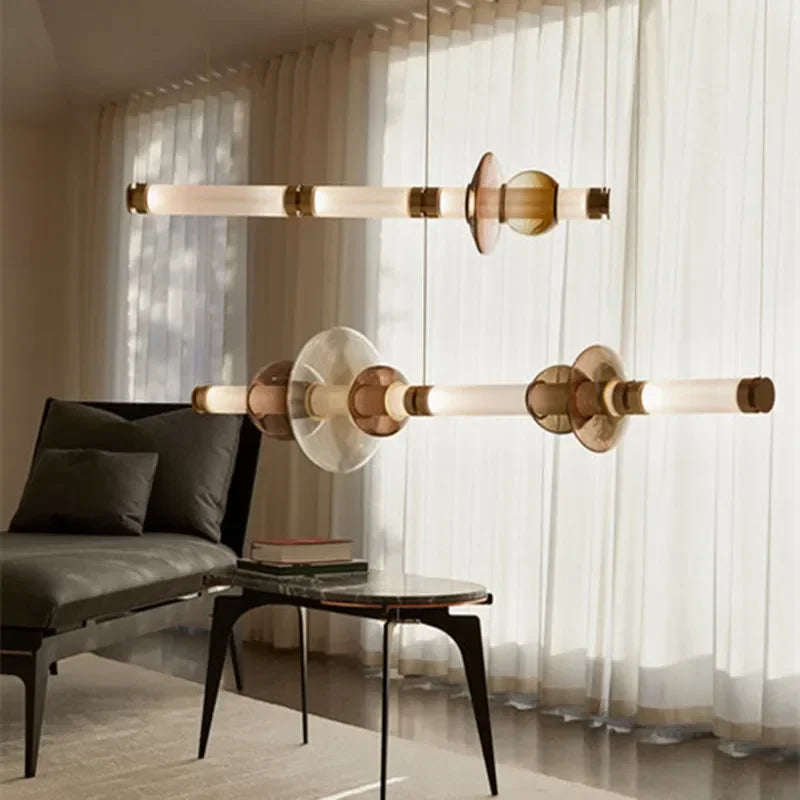 Italian Flute Linear Tube Glass Chandelier