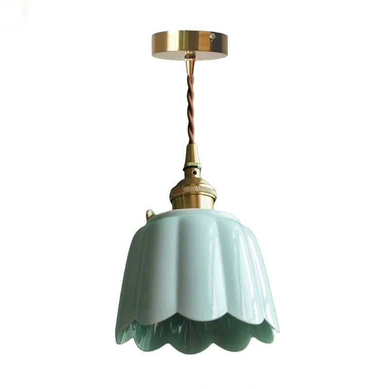 Celestine Floral Scalloped Ceramic Pendant Light