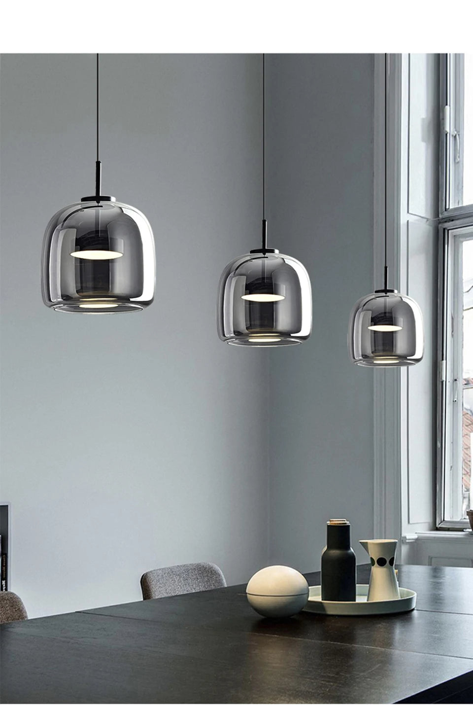 Nordic Designer Amber Glass LED Pendant light for Kitchen