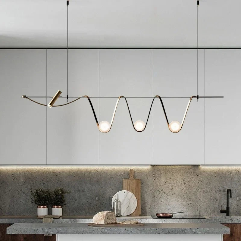 Aurelio Sculptural Wave Linear Chandelier