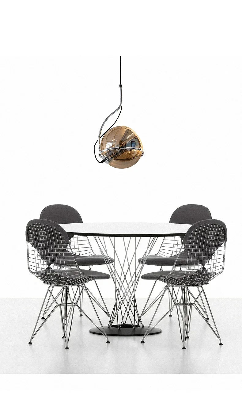 Adjustable Amber Glass Globe Pendant Light