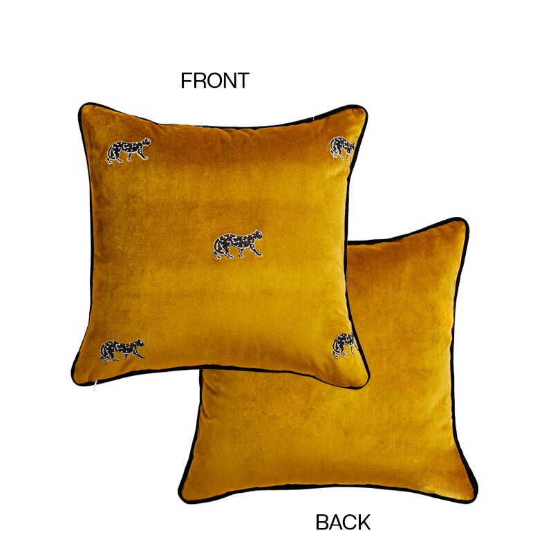 Exclusive Turmeric Little Panthers Embroidery Pillow Case