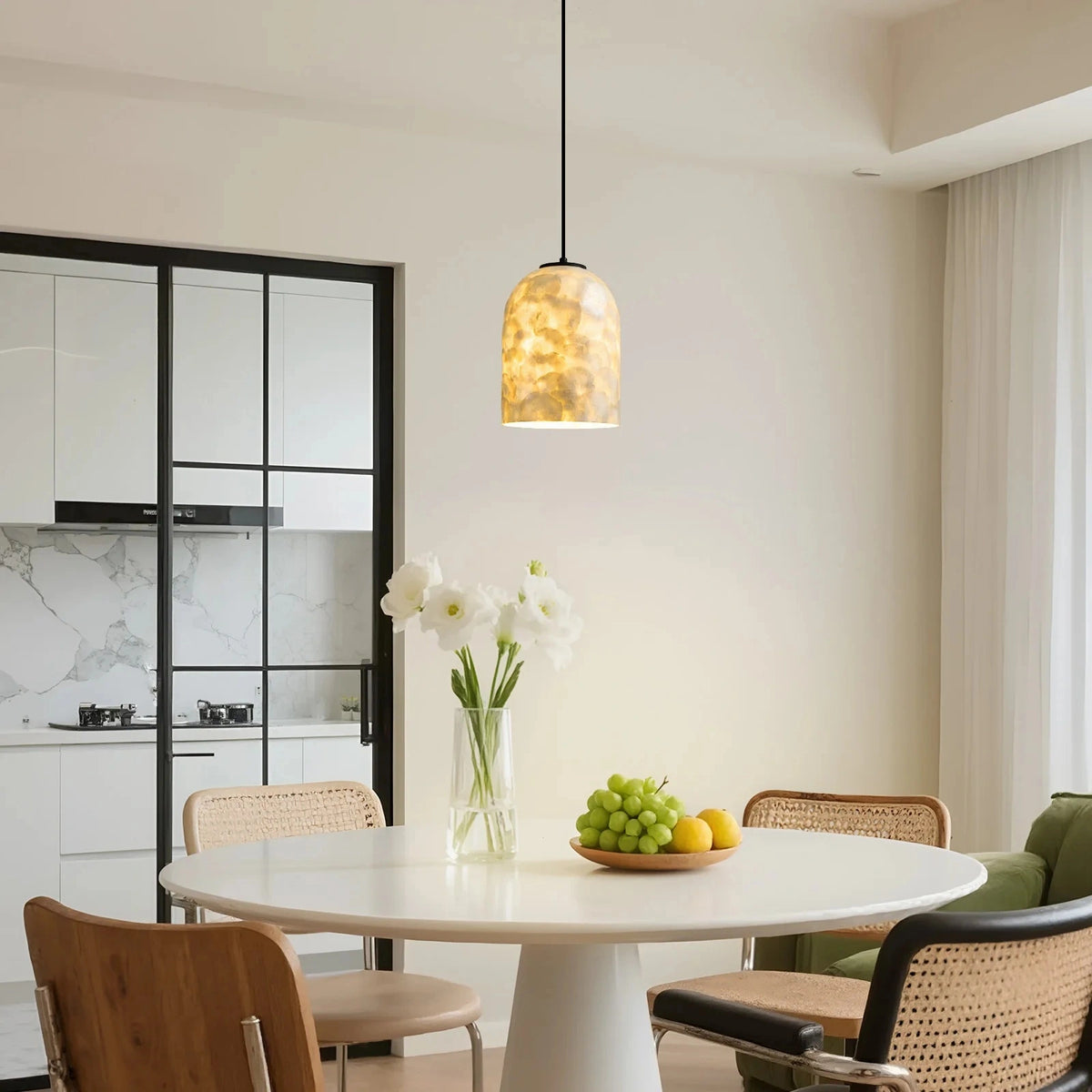 Nerina Capiz Shell Glass Dome Pendant Light