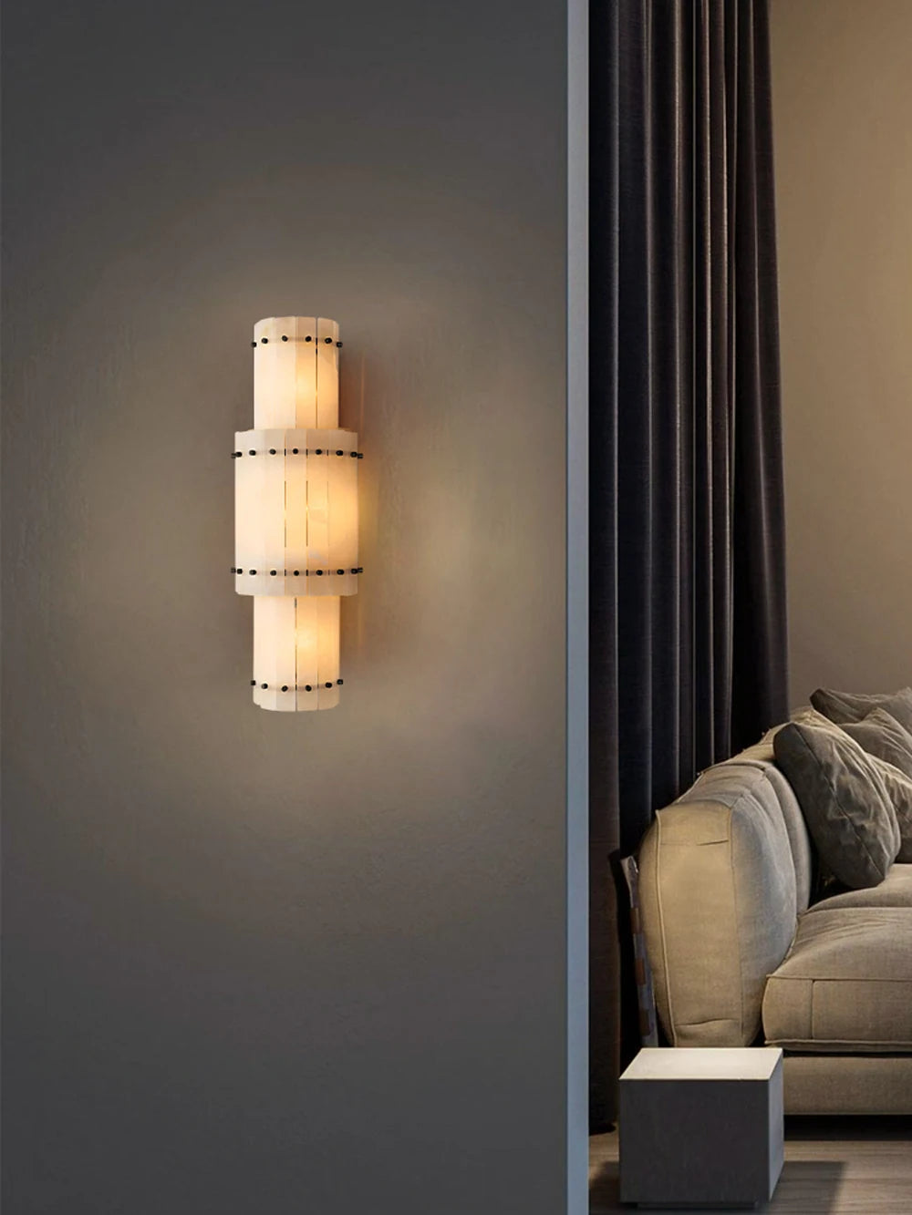 Mallory Alabaster Wall Sconce, Dimmable