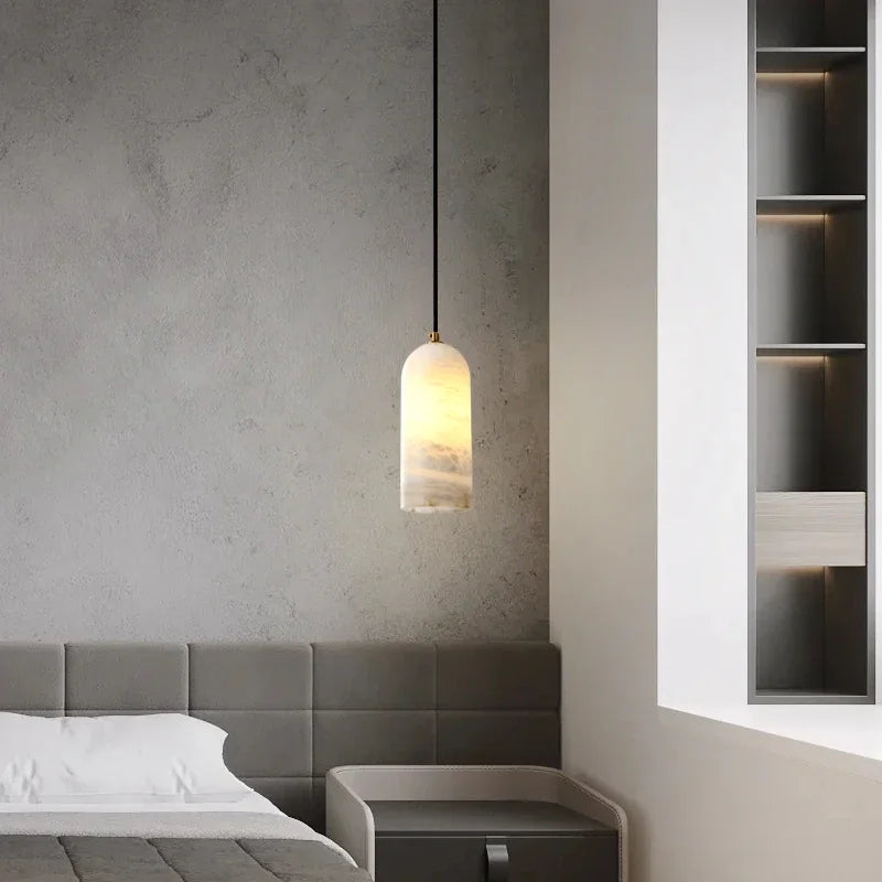 Natural Alabaster Lighting, Minimalist Alabaster Pendant Light, Soft ...