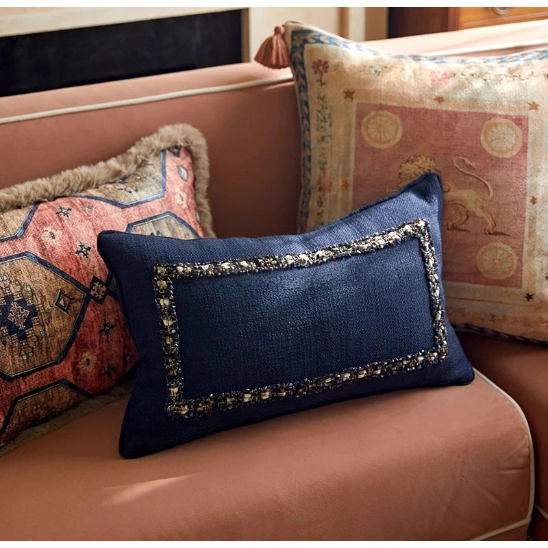 Navy Blue Lumbar Pillow Case