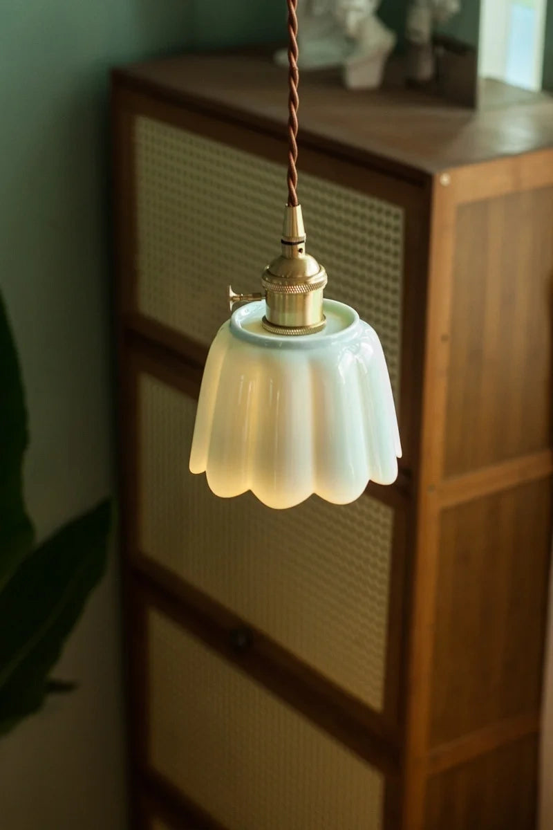 Celestine Floral Scalloped Ceramic Pendant Light