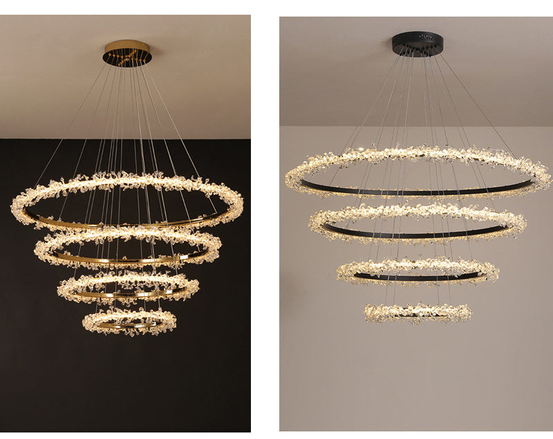 Starveil Crystal Pebbles Ring LED Chandelier