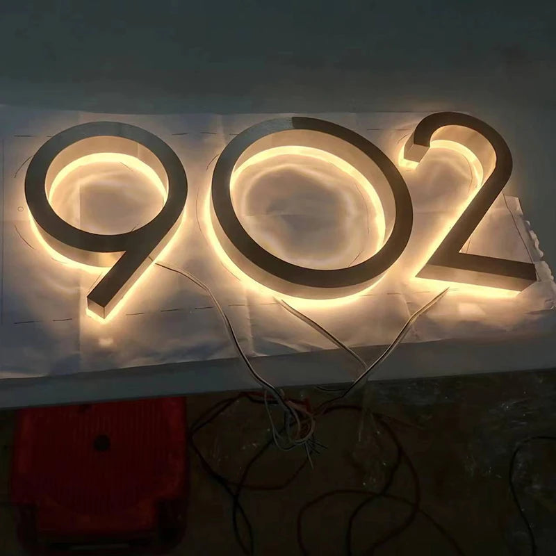 Modern Residential LED House Number Light, Outdoor & Waterproof