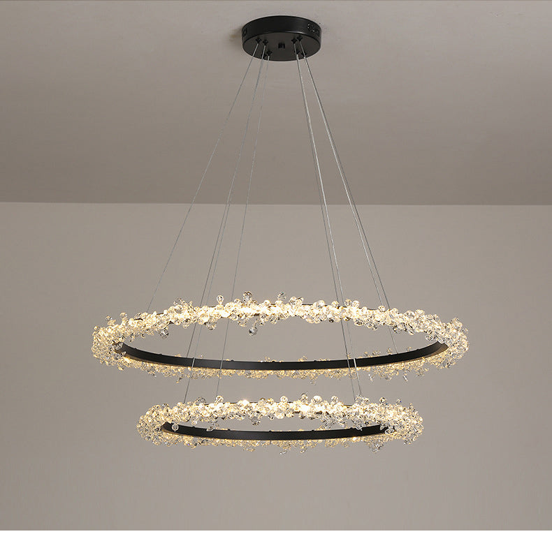 Starveil Crystal Pebbles Ring LED Chandelier