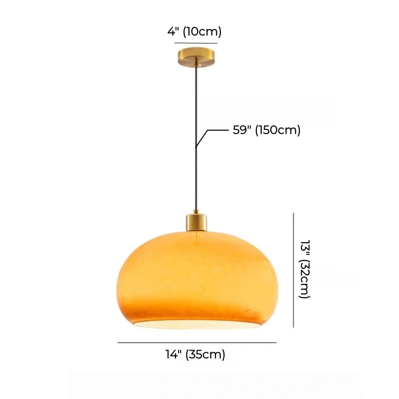 Bauhaus Orange Glass Dome Pendant Light