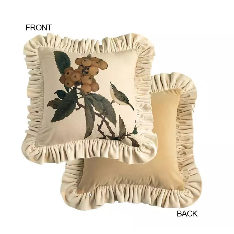 Oriental Retro Bird Cushion Cover with Tassels