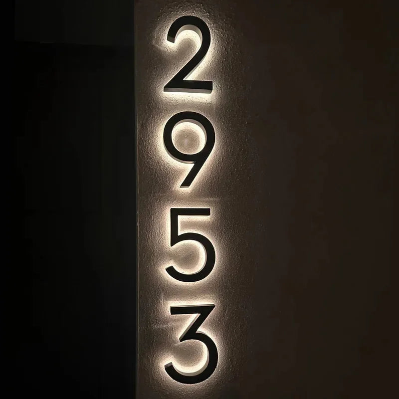 Modern Residential LED House Number Light, Outdoor & Waterproof