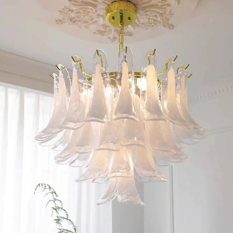 Alessia White Jade Glass Branch Chandelier