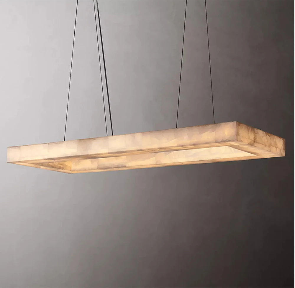 Minimalist Multi-Tier Ring Alabaster Chandelier