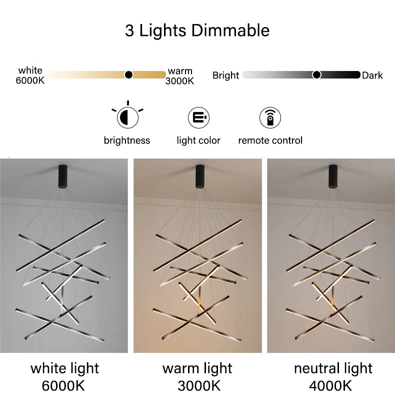 Hoell Geometry Layered Multi-Layers LED Chandelier, Black