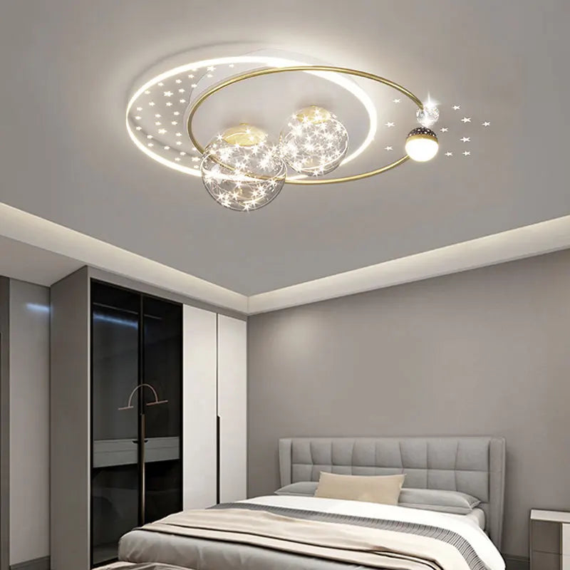 Starry Orbit Halo LED Flush Mount Light
