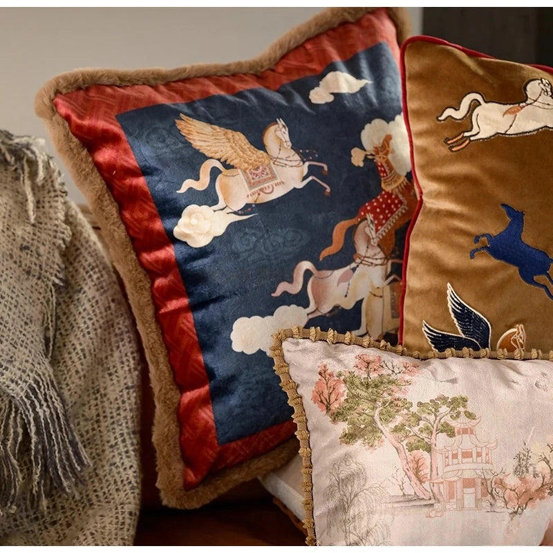 Mythical Winged Horse Decorative Cushion Cover