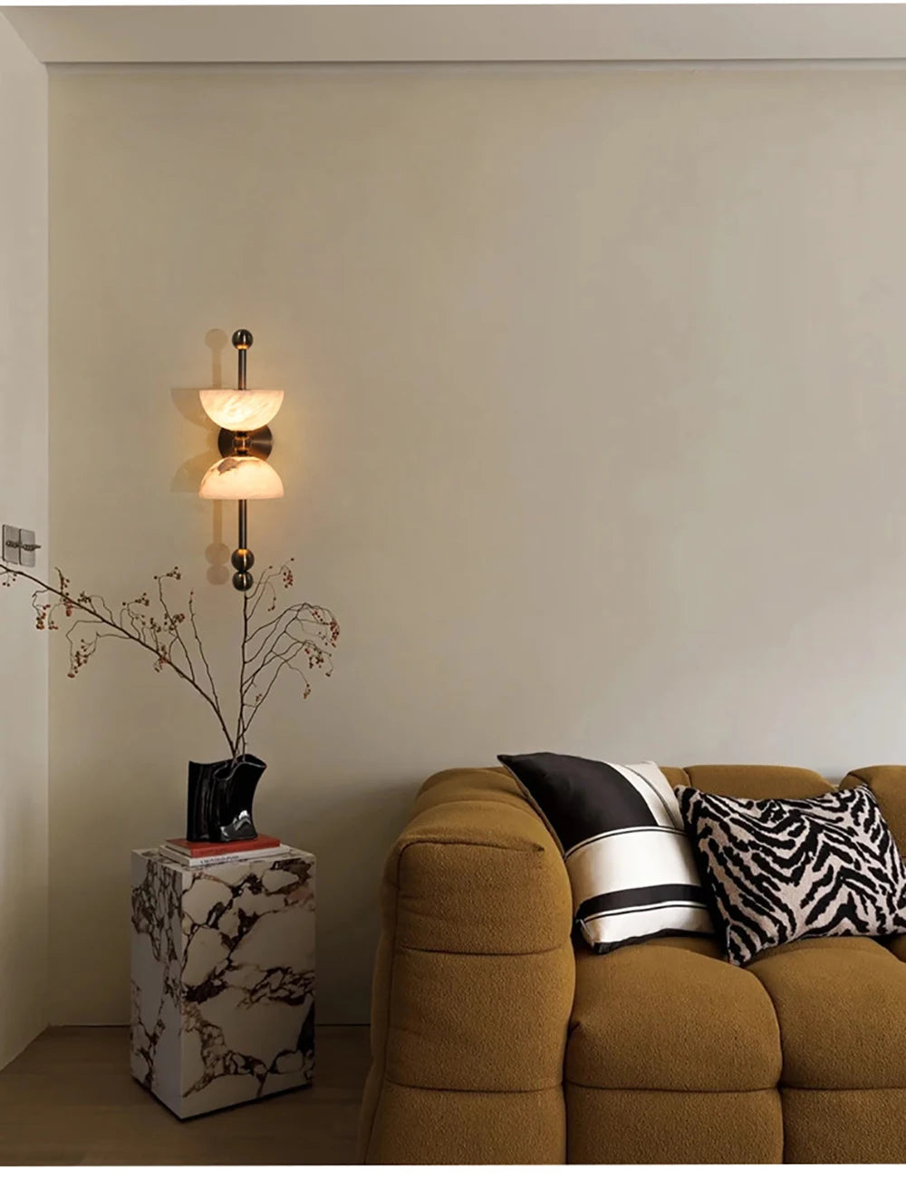 Celeste Double Dome Alabaster Pendant Light