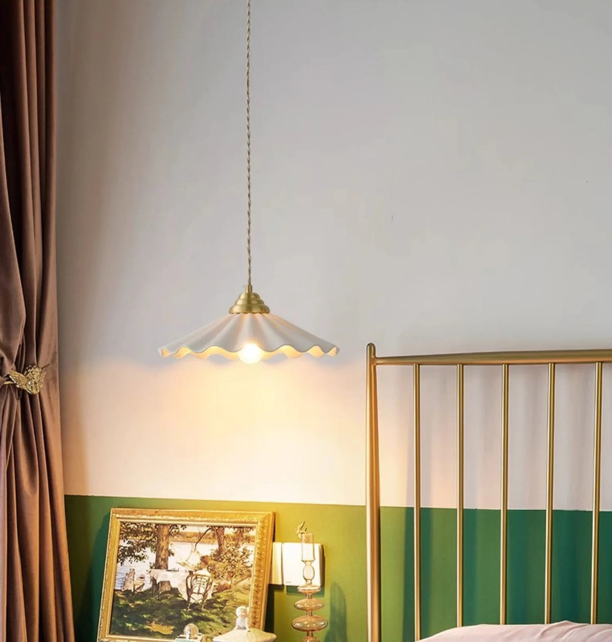 Lucie Pleated Ceramic Pendant Light