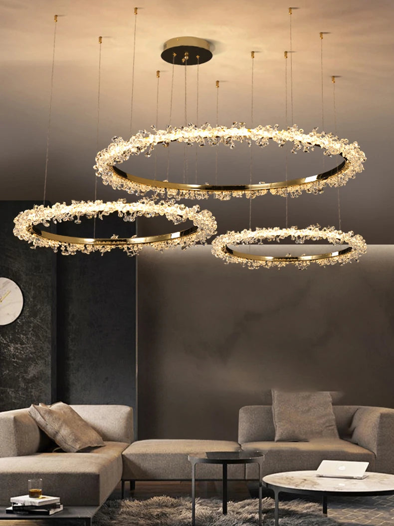 Starveil Crystal Pebbles Ring LED Chandelier