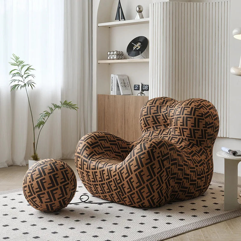 Bauhaus Striped Bean Sofa with Ottoman