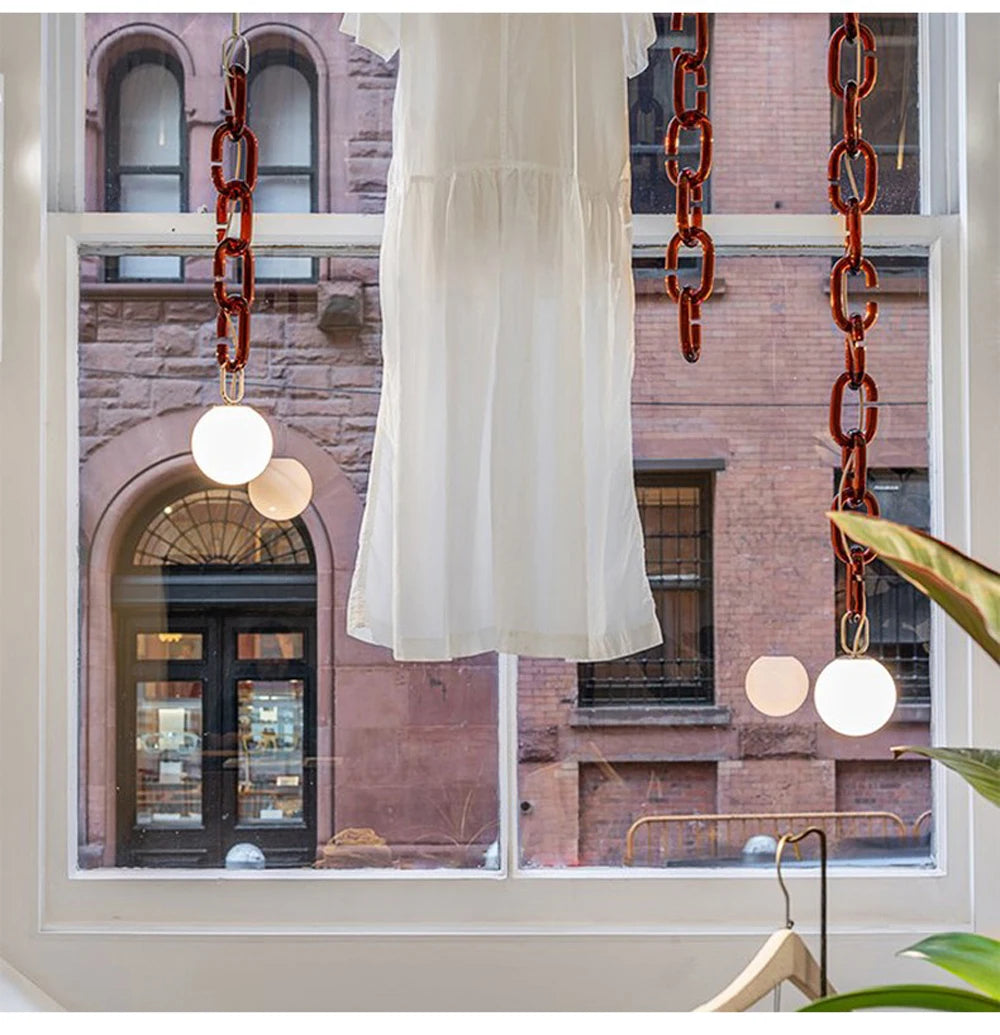 Hanging Chain Pendant Light with Globe