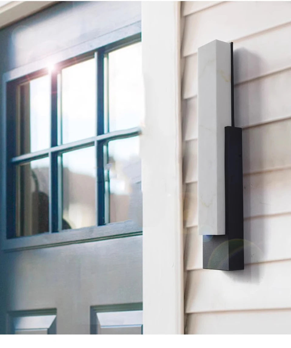 Outdoor Minimalist Alabaster LED Wall Sconce, Waterproof