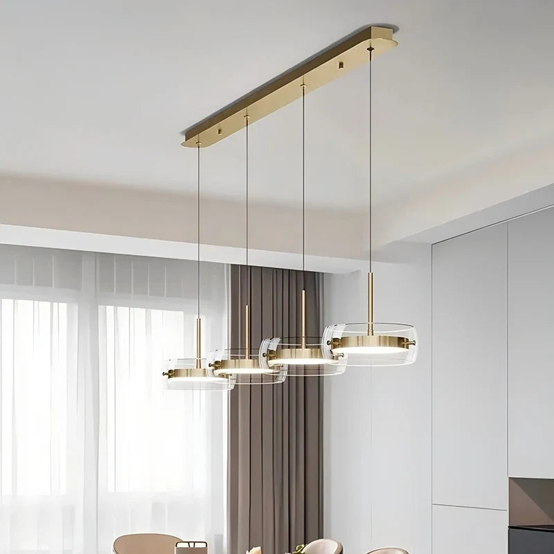 Liora Drum Glass LED Kitchen Island Pendant Light