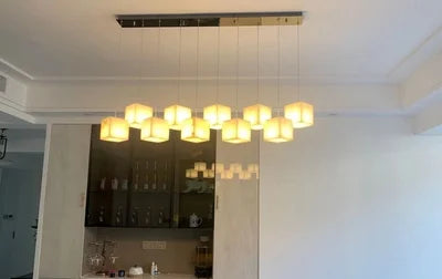 Dolomite Cluster Alabaster Cube Chandelier, Modular