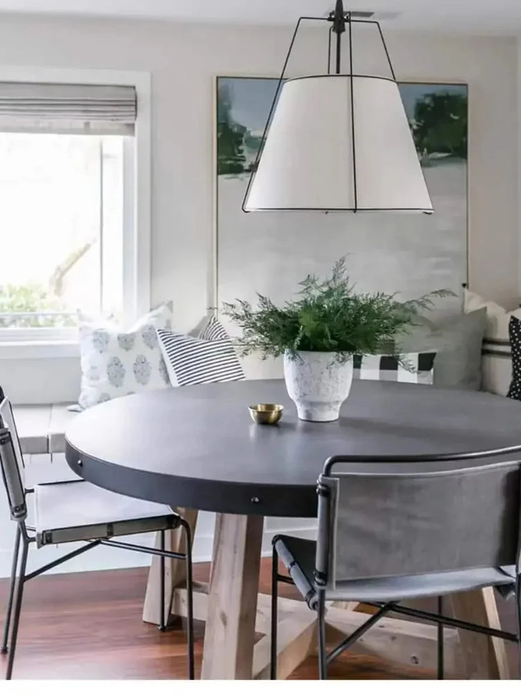 White Drum Cloth Pendant Light