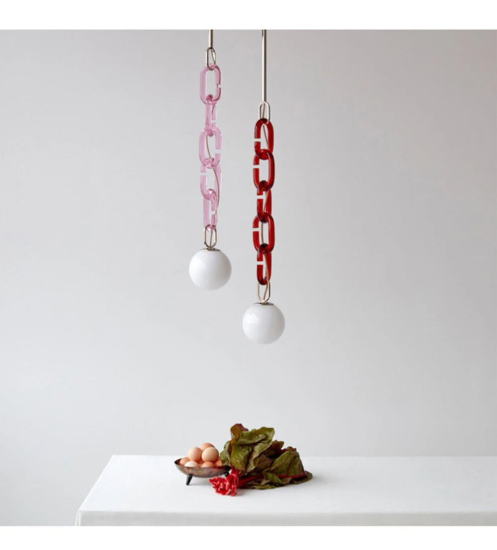 Hanging Chain Pendant Light with Globe