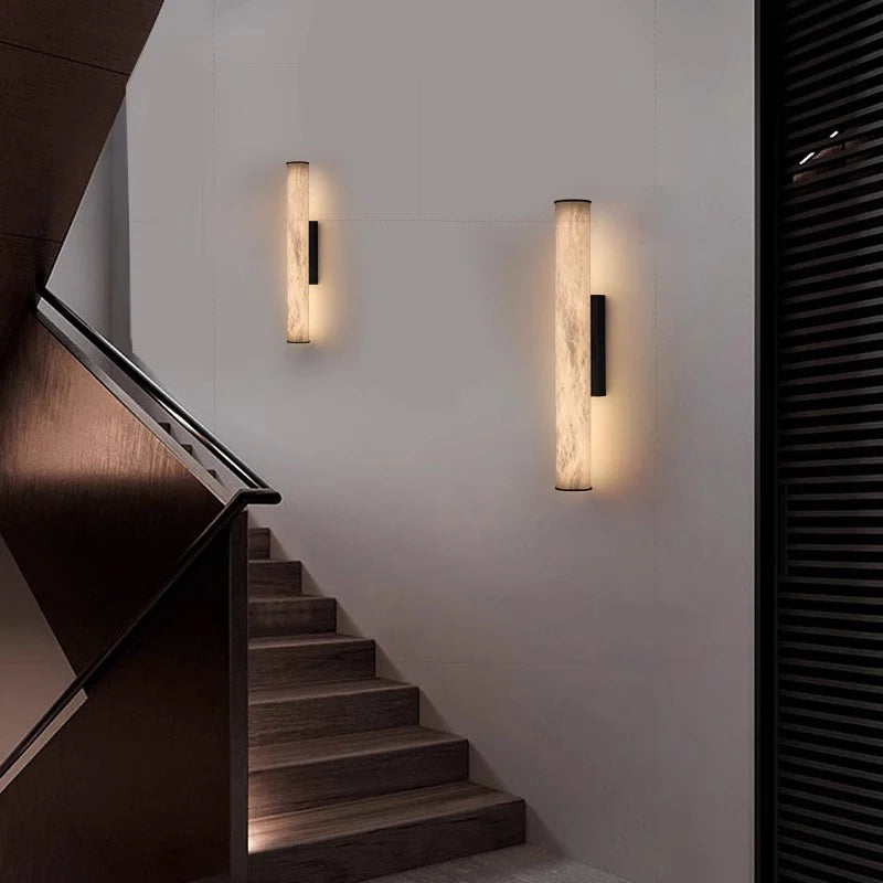 Daphne Laurel Tube Alabaster Wall Sconce