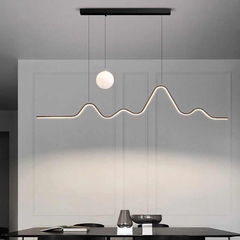 Forma Minimalist Arc LED Pendant Light with One Globe