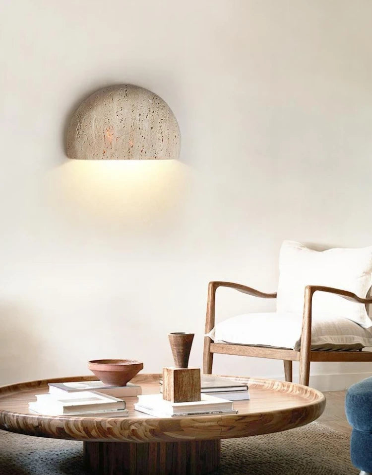 Matera Half Moon Travertine Wall Sconce