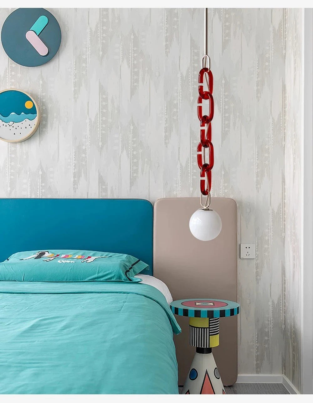 Hanging Chain Pendant Light with Globe