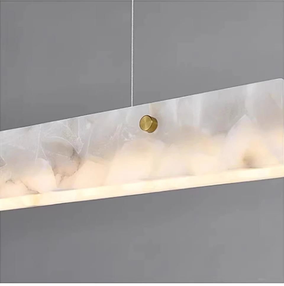 Luxury Alabaster Linear LED Pendant Light, Minimalist