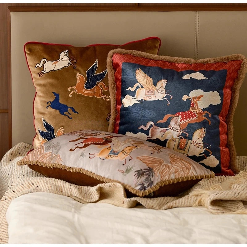 Mythical Winged Horse Decorative Cushion Cover
