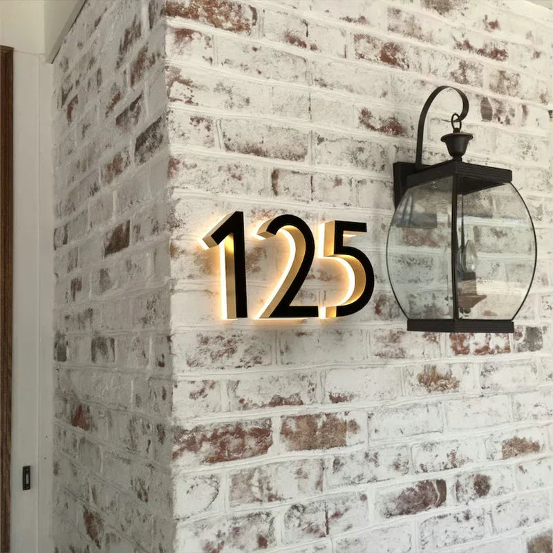 Modern Residential LED House Number Light, Outdoor & Waterproof