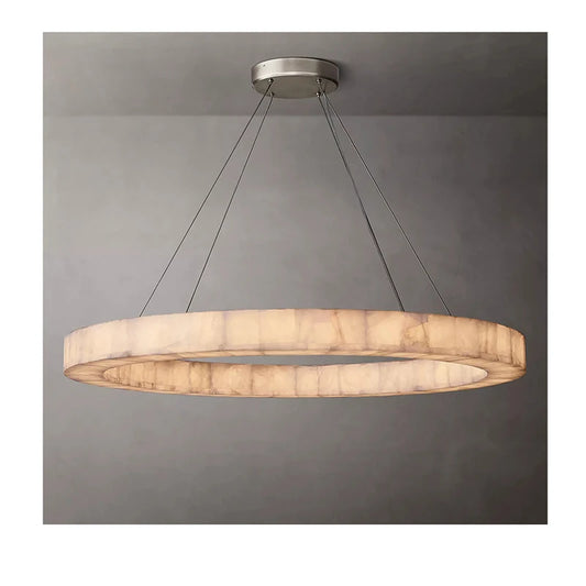 Minimalist Multi-Tier Ring Alabaster Chandelier