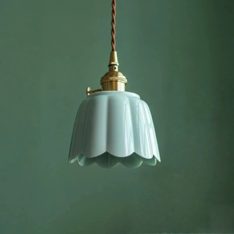 Celestine Floral Scalloped Ceramic Pendant Light