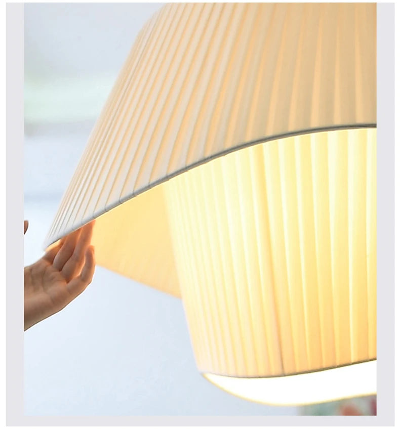 Double-Layer Pleated Fabric Pendant Light
