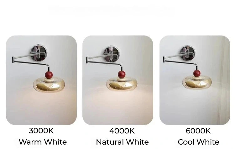 Marcella Amber Glass Adjustable Swing Arm Wall Sconce