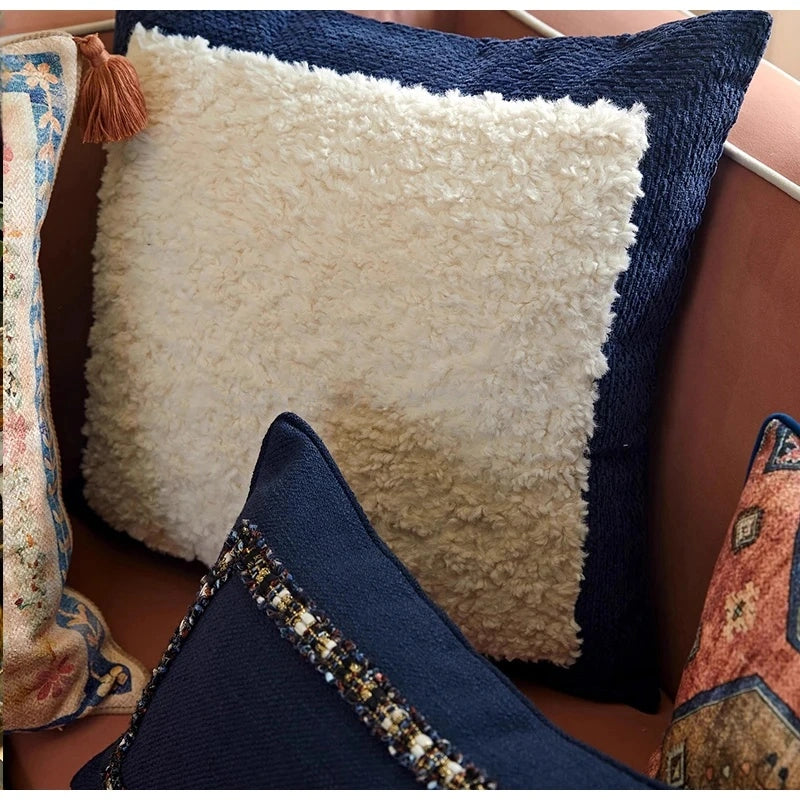 Navy Blue Lumbar Pillow Case
