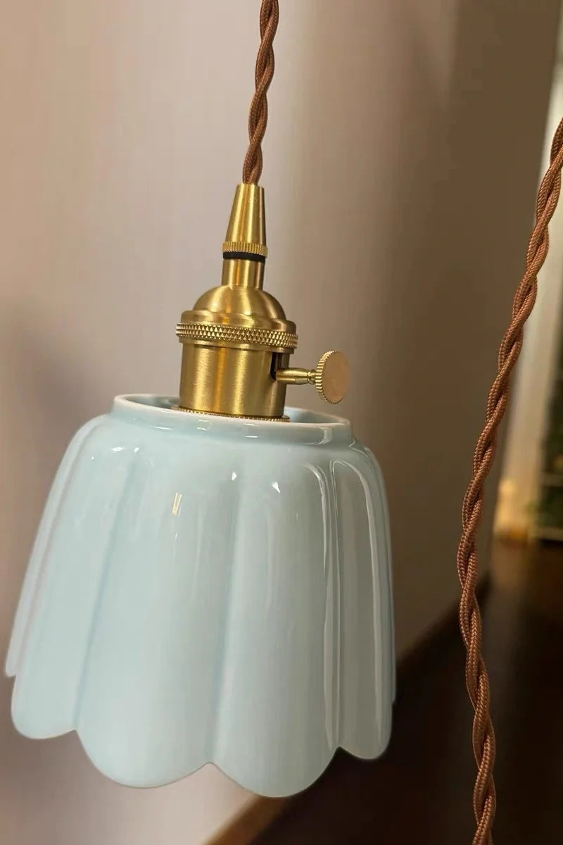 Celestine Floral Scalloped Ceramic Pendant Light
