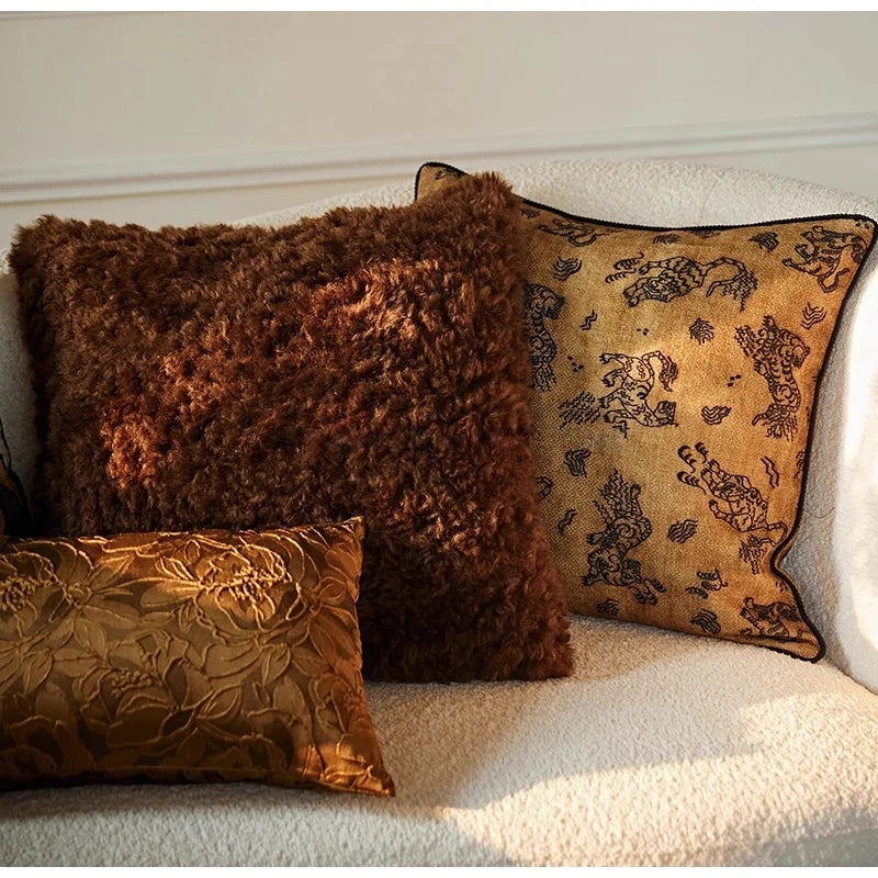 Antique Tibetan Tiger Motifs Decorative Pillow case
