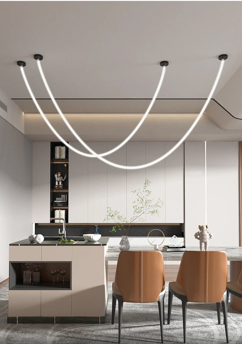 Minimalist Flexible LED Tube Chandelier